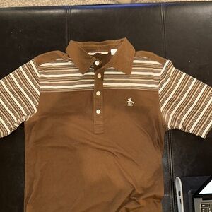 Classic Brown Striped Polo Penguin Shirt